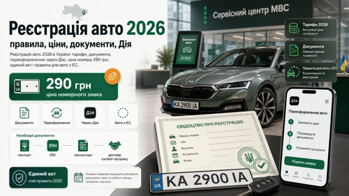 Реєстрація авто 2026: правила, ціни, документи, Дія