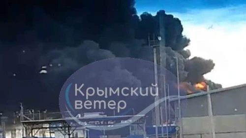 Ferry with fuel on fire in Russian Kavkaz port: Russian media outlets blame Ukraine – video