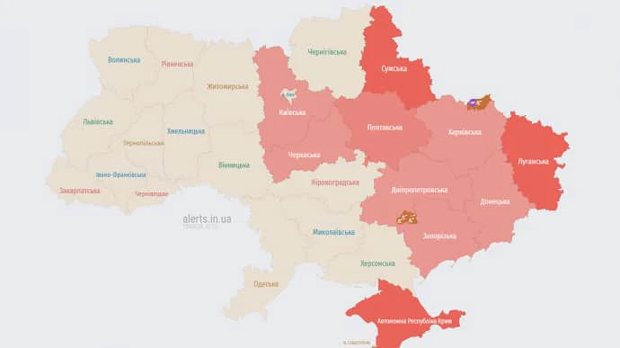 В 9 областях – тревога из-за угрозы баллистики и дронов